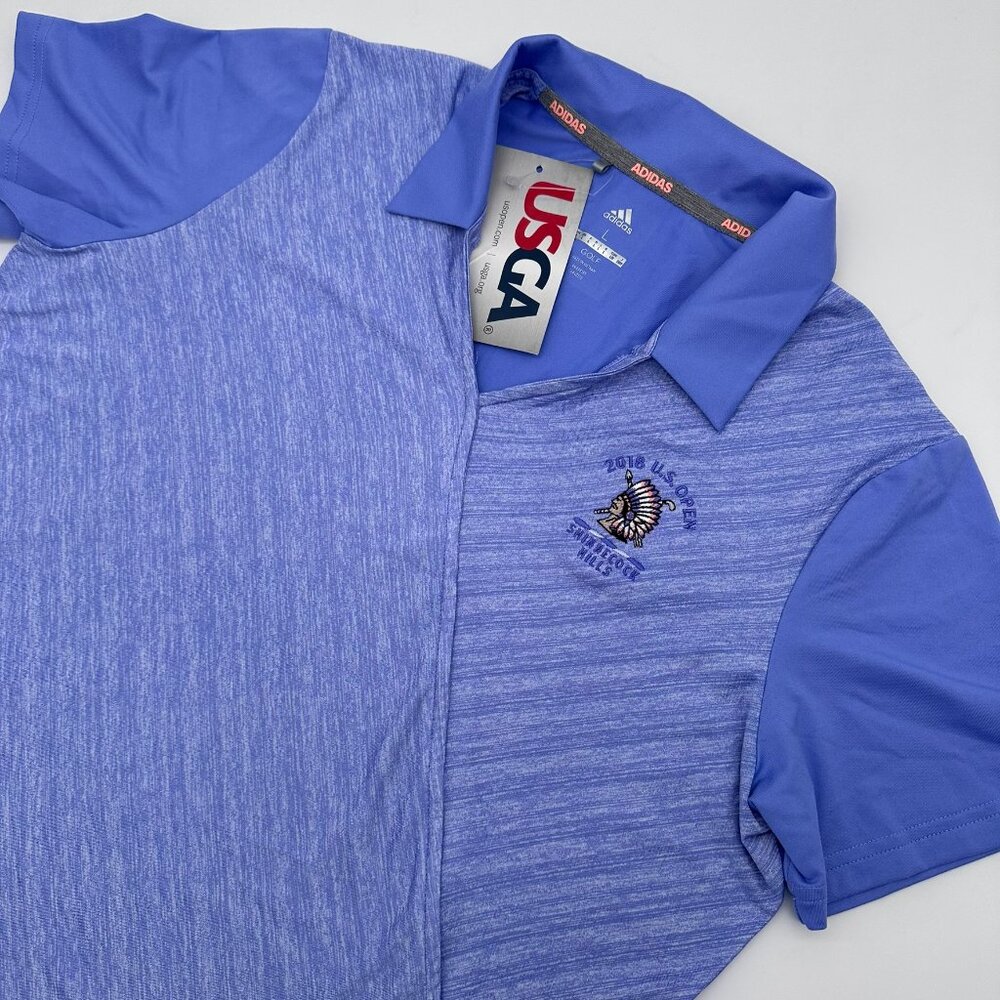 adidas Women's Crossover 2018 US Open Embroidered Golf Polo Size L, Chalk Purple
